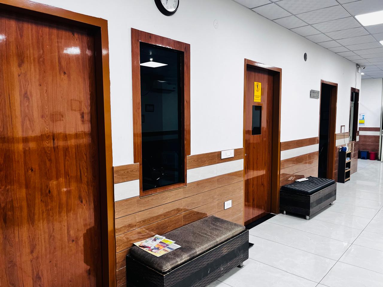 Ayushmaan ENT Hospital corridor with consultation rooms